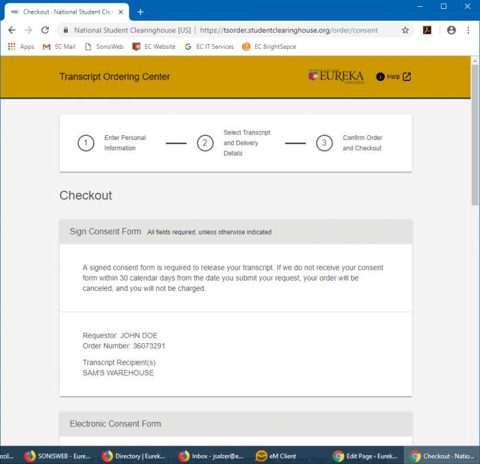 Online Transcript Orders: Step 8