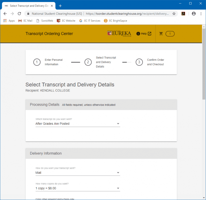 Online Transcript Orders: Step 5