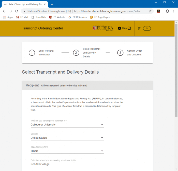 Online Transcript Orders: Step 4