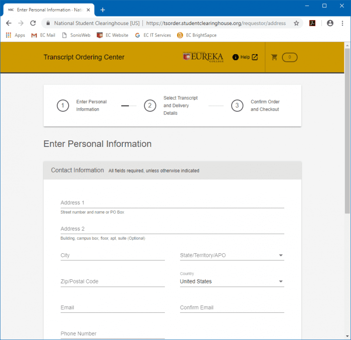 Online Transcript Orders: Step 3