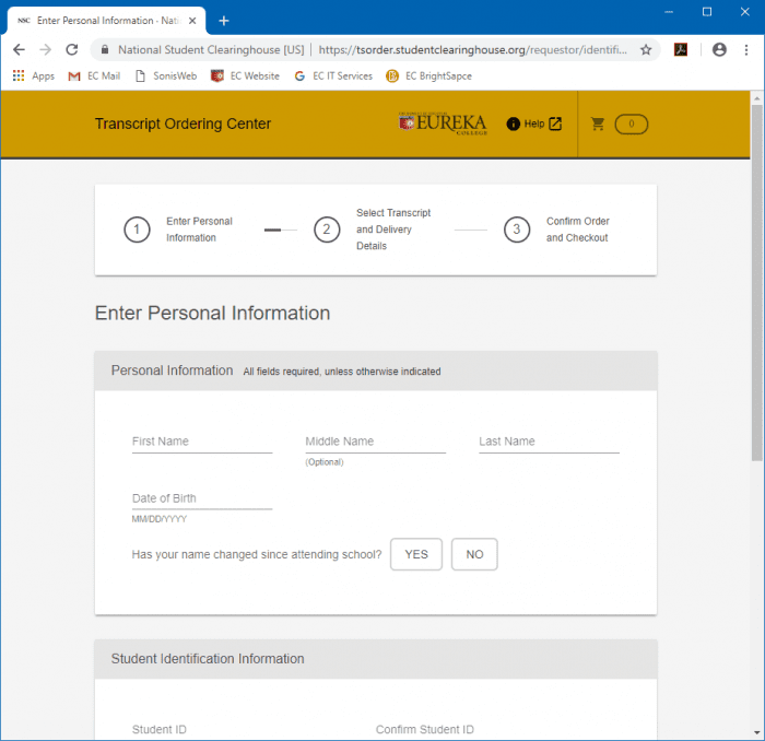 Online Transcript Orders: Step 2
